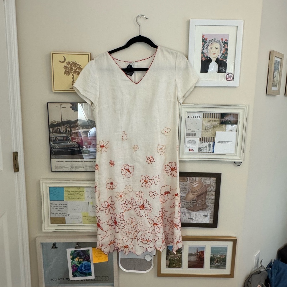 Cream V-Neck Flutter Sleeve Mini Sundress